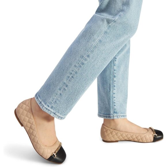 Aldo Womens Synthetic Closed Square Toe Low Wedge Heel Beige Leanne Ballet Flat - Picture 8 of 8